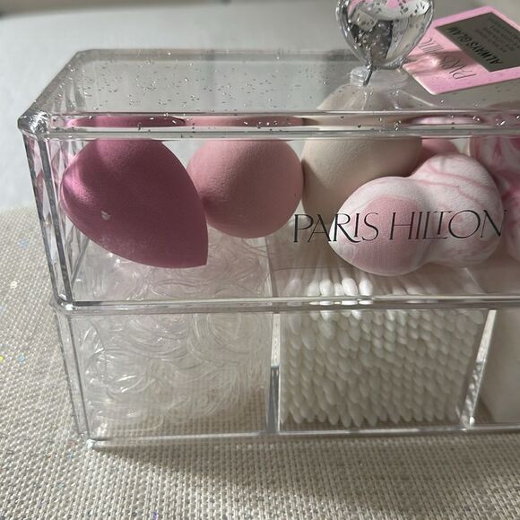 Paris Hilton Always Glam Clear Sparkle Plastic Beauty Organizer - Picture 3 of 9